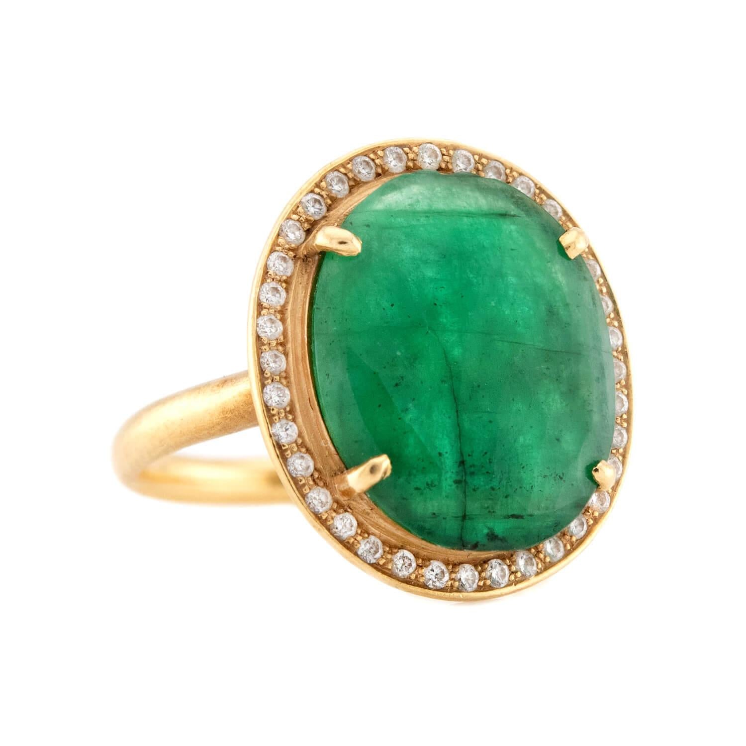 18k Gold Emerald and Diamond Halo Engagement Ring for Women - Elegant Vintage Style Wedding Band, Anniversary Gift, Proposal Jewelry