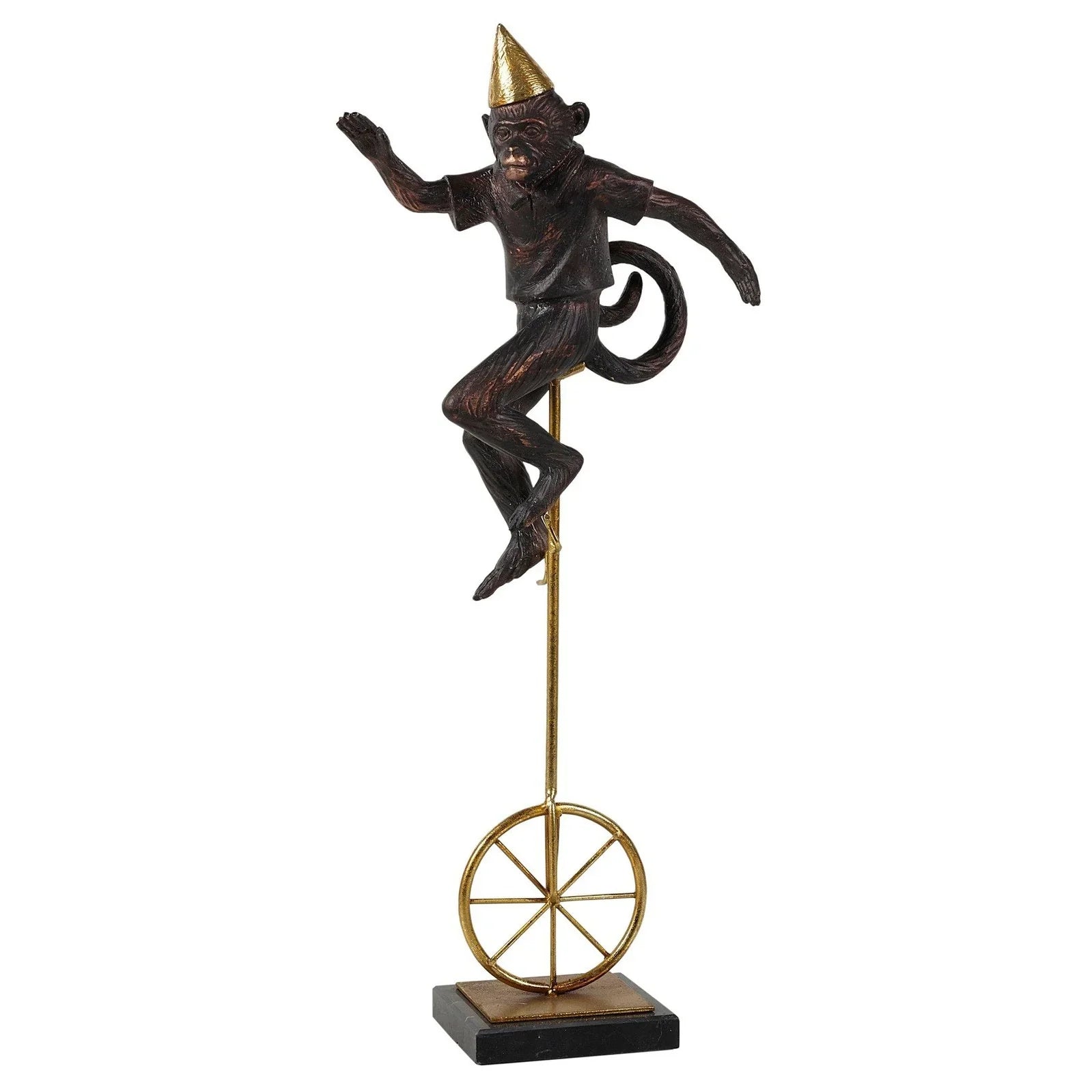 Circus Monkey Figurine - Black & Gold Finish - 3 Unique Styles - Home Decor & Gift Idea for Animal Lovers