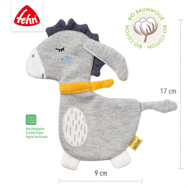 FehnNATUR Crinkle Donkey Sensory Toy for Babies - Soft Plush Animal with Crackling Sounds, Perfect for Newborns & Toddlers Developmental Play, Teething Relief & Cuddling | Great for Nursery, Playtime & Travel