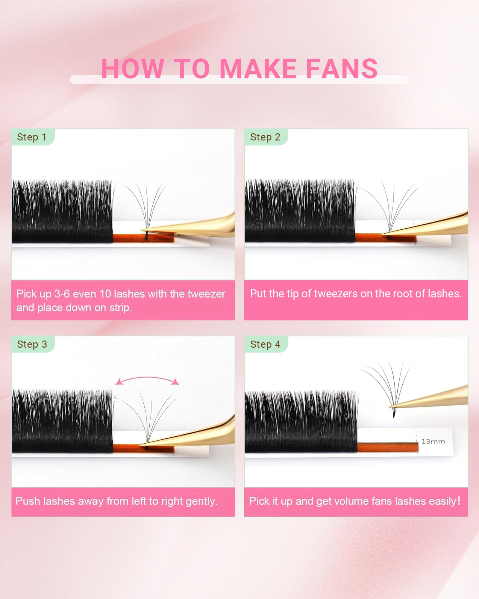 NAGARAKU Easy Fan Eyelash Extensions - 0.07 C Curl Volume Lashes 8-15mm, Rapid Blooming Faux Mink Cluster Lashes for Beginners - Soft Professional Lash Supplies for Salon, Bridal & Party Makeup