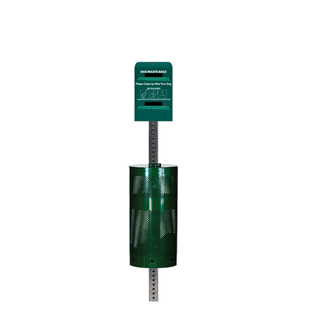 Low Profile Dog Waste Station with Tie-Handle Roll System - Includes 400 Free Waste Bags & 25 Can Liners - 500,000+ Sold in USA (Gloss Green) - Perfect for Parks, Apartments & Backyards