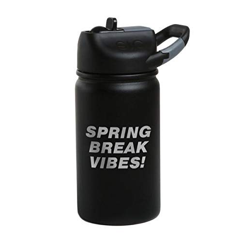 MTV Spring Break Vibes Water Bottle - 12 oz Matte Black - Officially Licensed - Perfect for Gym, Travel & Outdoor Adventures