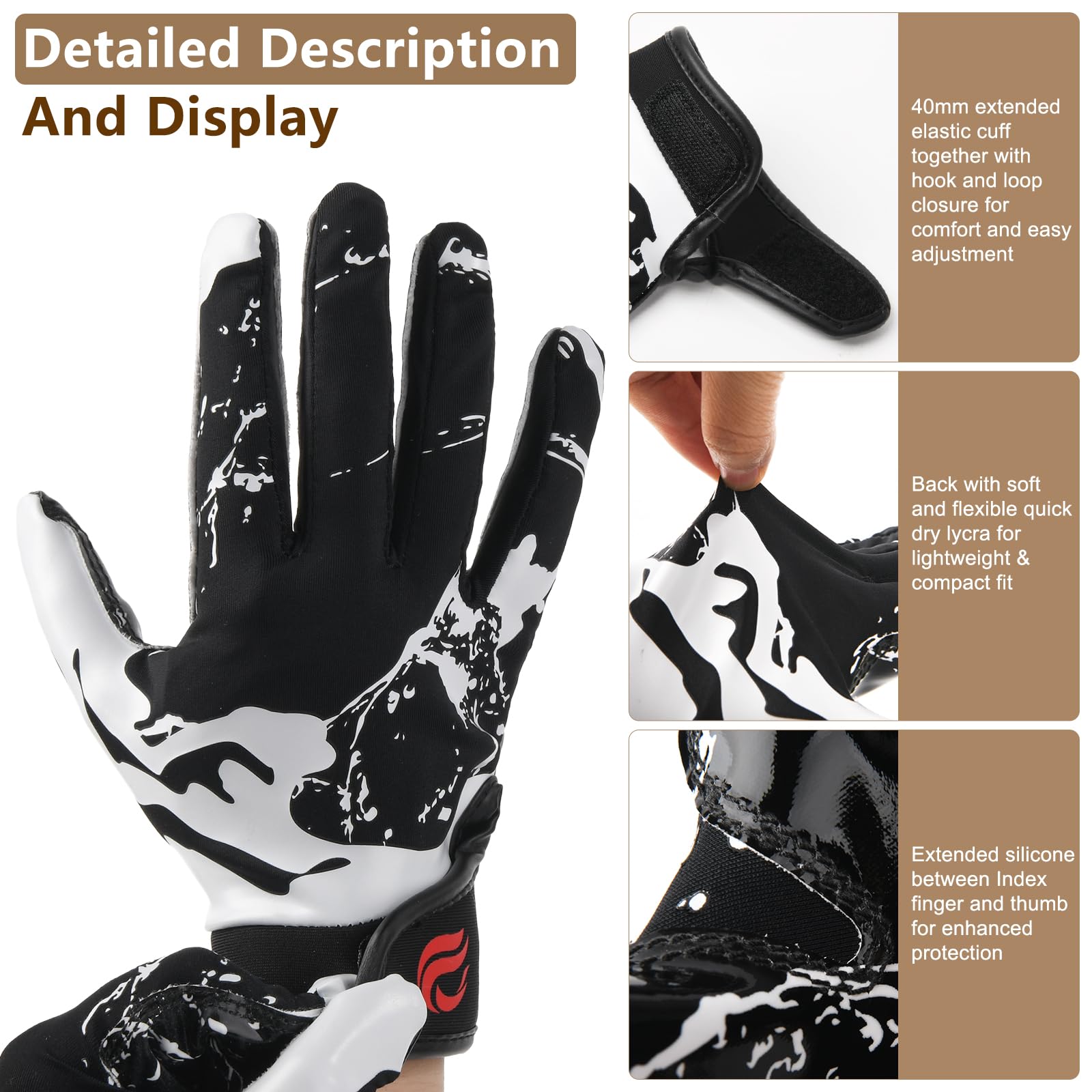 Best Youth Football Gloves for Kids - Superior Grip Receiver Gloves for Training & Games - Perfect for Catch Practice, Touchdowns & Competitive Play