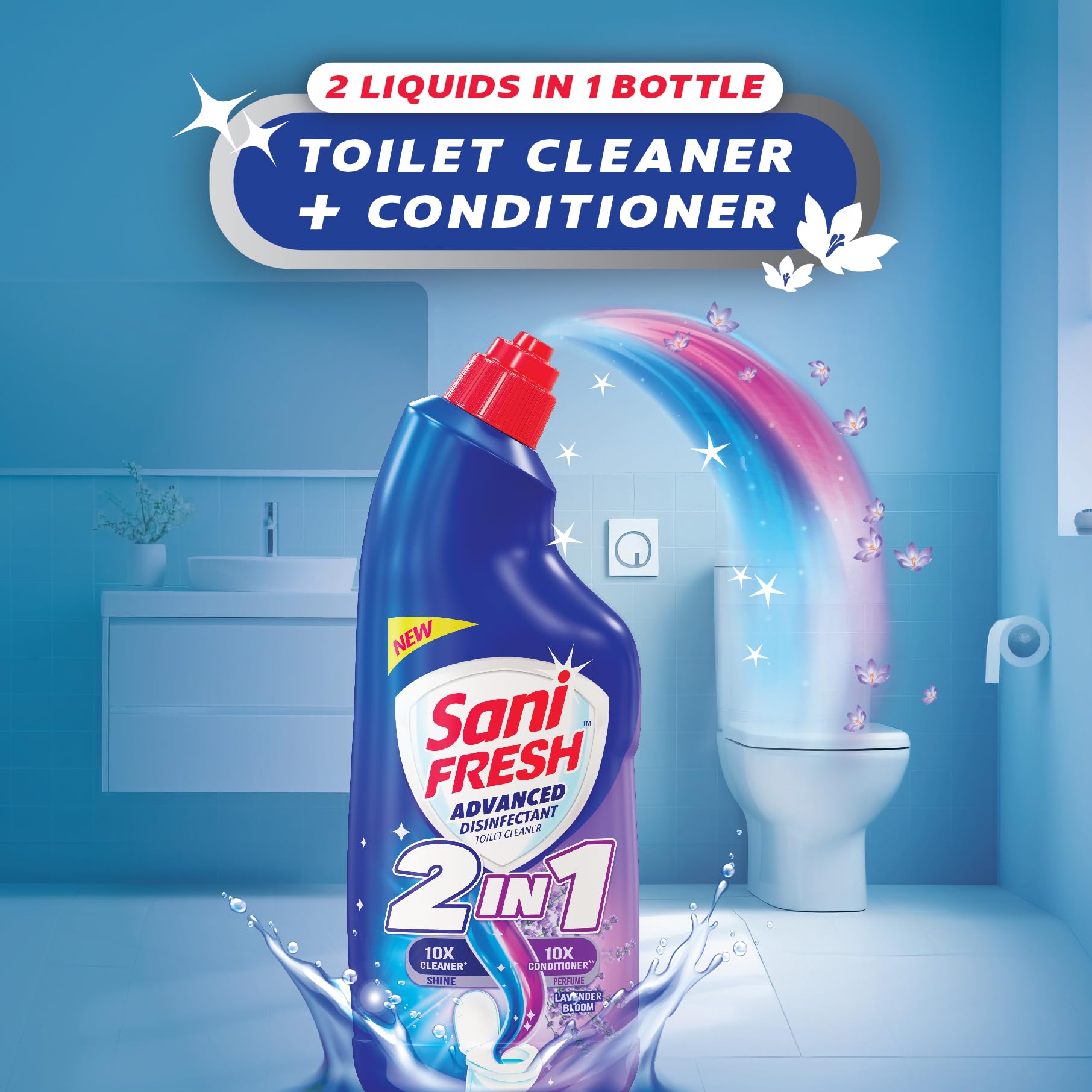 Sanifresh 2-in-1 Toilet Cleaner & Conditioner (1L Bottle) - 10X Cleaning Power & Long-Lasting Shine | Eliminates Odors & Leaves Fresh Fragrance | Perfect for Bathrooms, Toilets & Household Cleaning