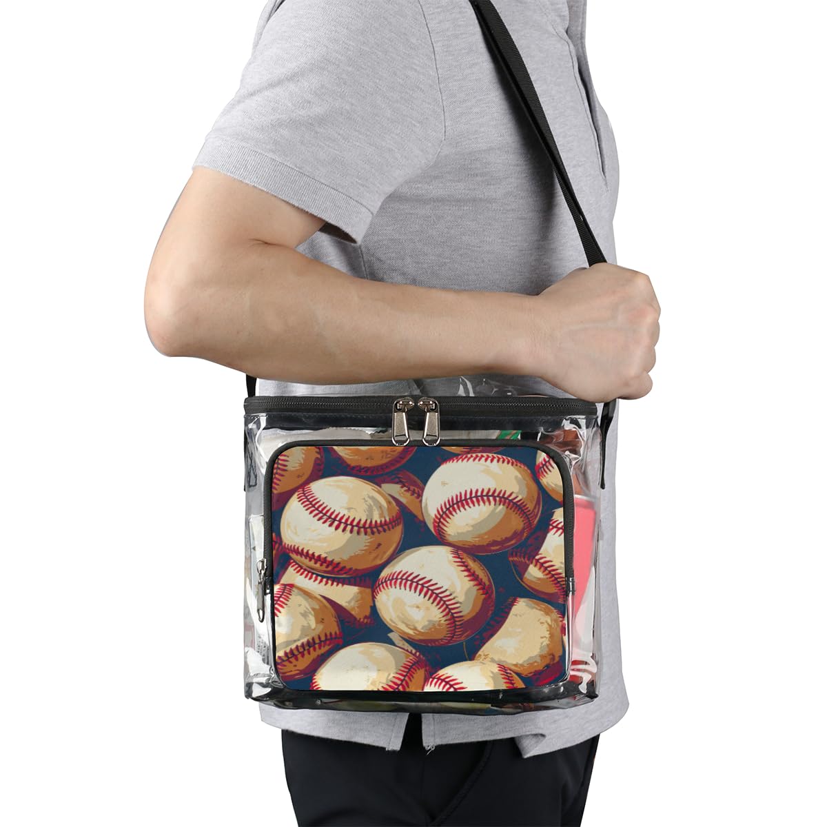 GzLeyigou Clear Baseball Stadium Approved Tote Bag - Transparent Crossbody Shoulder Bag with Adjustable Strap for Sports Events, Concerts & Outdoor Activities | Perfect for Baseball Games, Travel, Picnics & Music Festivals