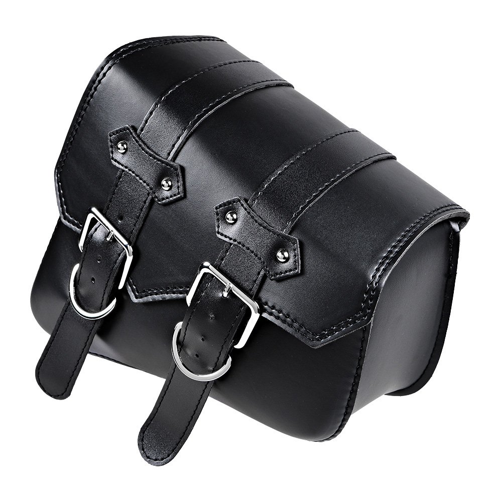 Astra Depot Black Right Side Solo Saddle Storage Bag Swing-arm Set For Harley Sportster XL 883 1200 - Durable Motorcycle Accessory for Road Trips & Daily Commuting