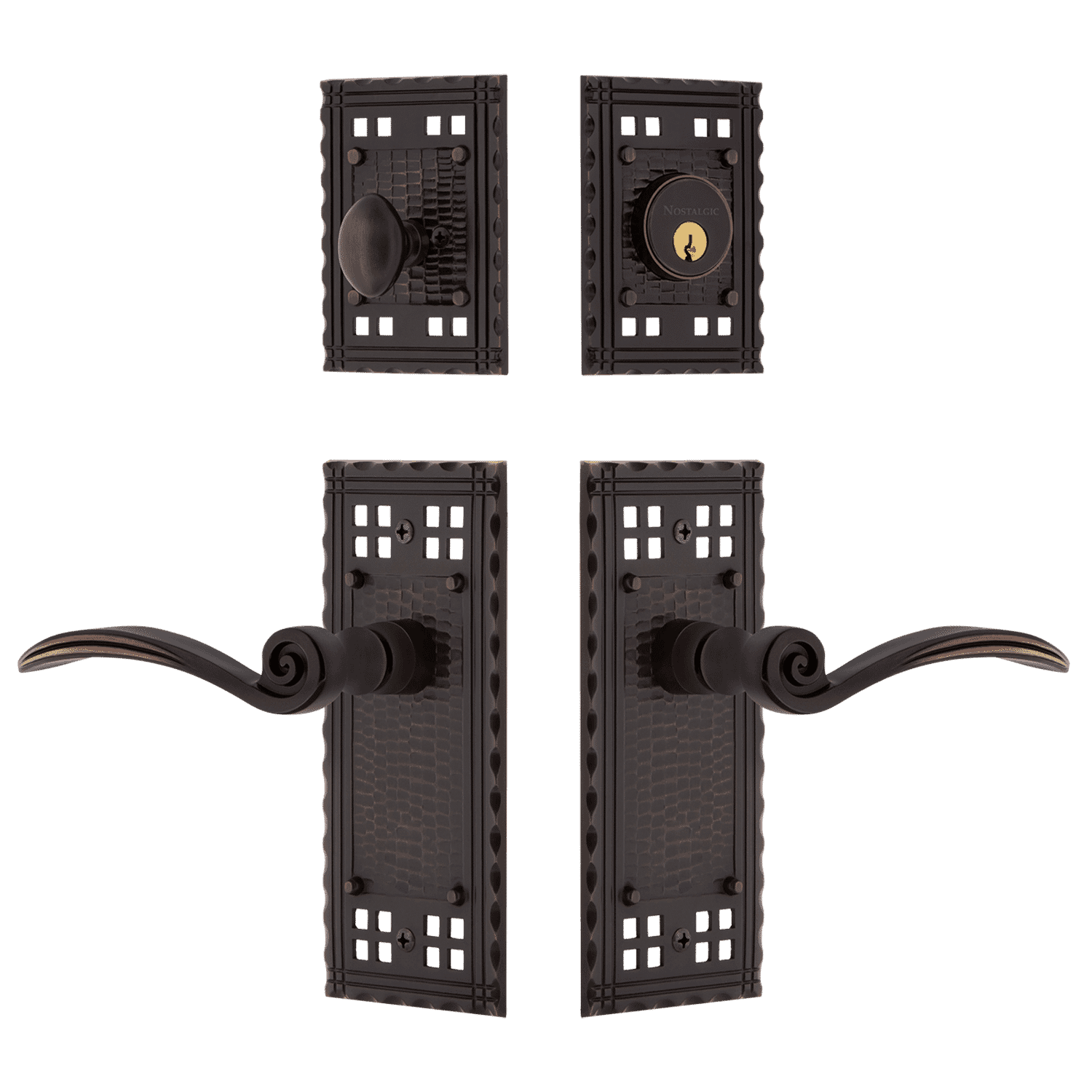 Craftsman Entry Door Handle Set with Swan Lever in Timeless Bronze Finish - Perfect for Front Doors, Interior Doors & Home Renovation Projects