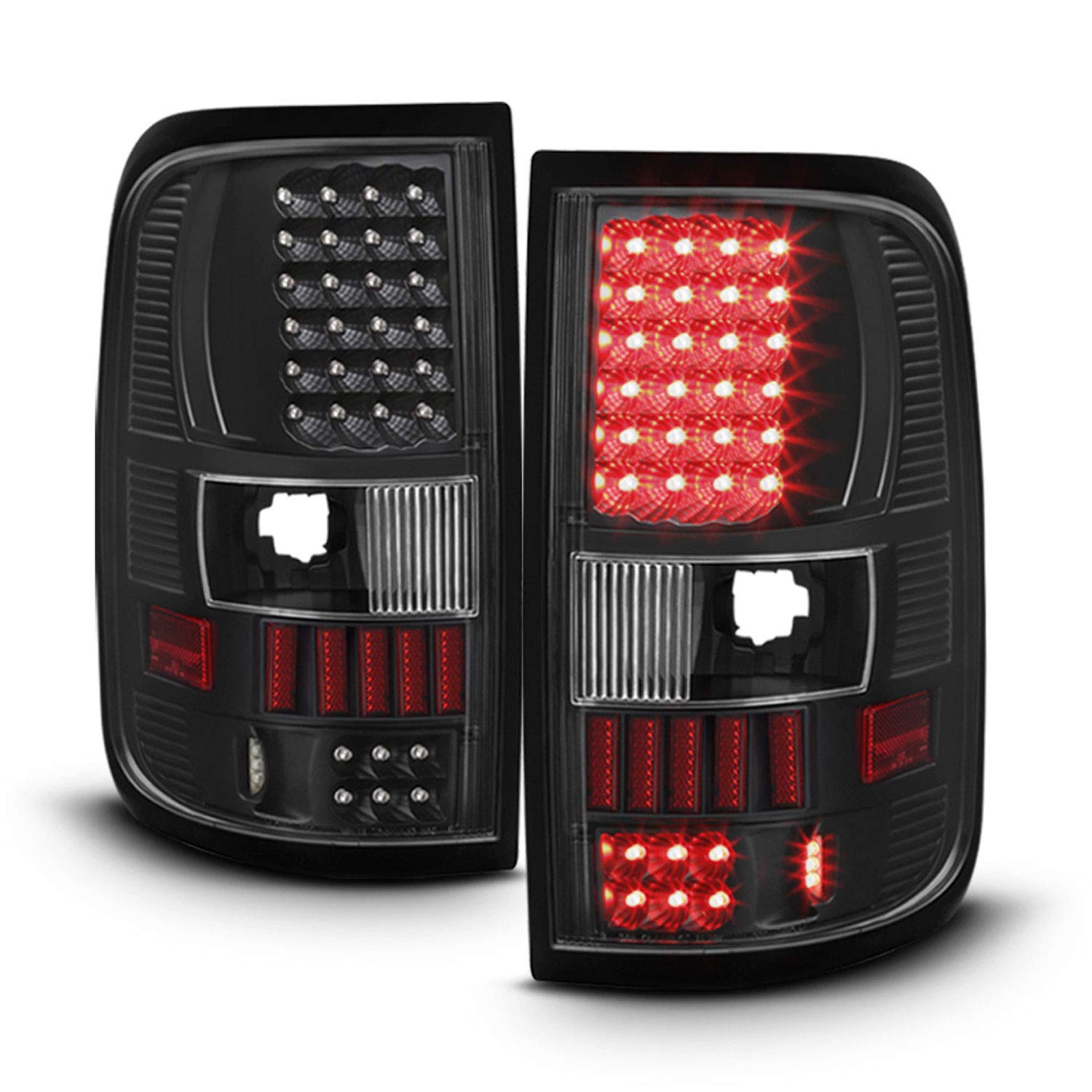 AKKON Black LED Tail Lights Brake Lamps Replacement for 2004-2008 Ford F150 F-150 Pickup Truck Styleside Model - Enhanced Visibility & Style Upgrade for Night Driving & Custom Look