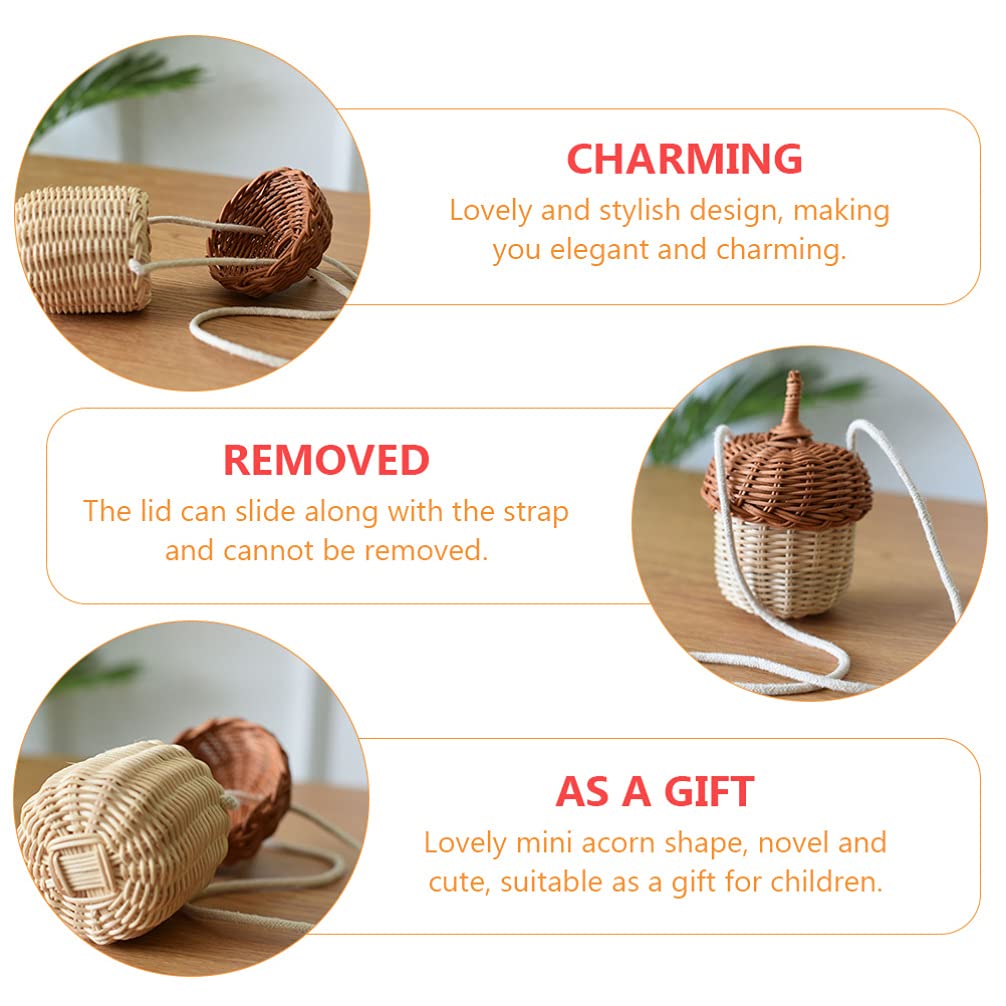 Zerodeko Hanging Planters Straw Shoulder Bag - Rattan Woven Purse with Pine Cone & Acorn Design - Mini Handbag for Women - Perfect for Boho Fashion, Beach Outings & Home Decor Plant Hangers