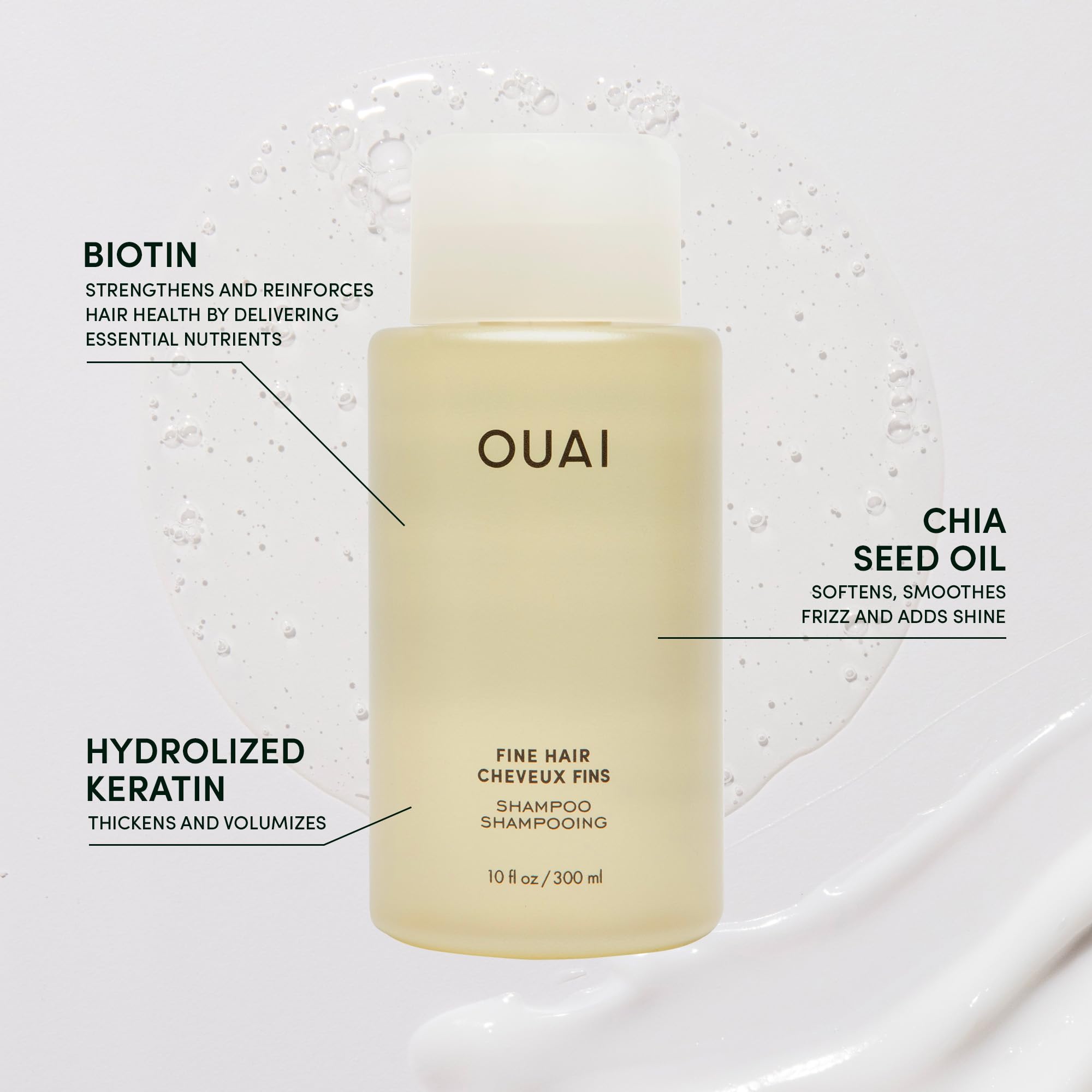 OUAI Fine Hair Shampoo, Conditioner & Hair Mask Set - Volumizing, Strengthening & Repairing for Thin Hair - 3 Piece Hair Care Kit (10oz Shampoo, 10oz Conditioner, 8oz Treatment) - Perfect for Daily Use & Salon-Quality Results at Home