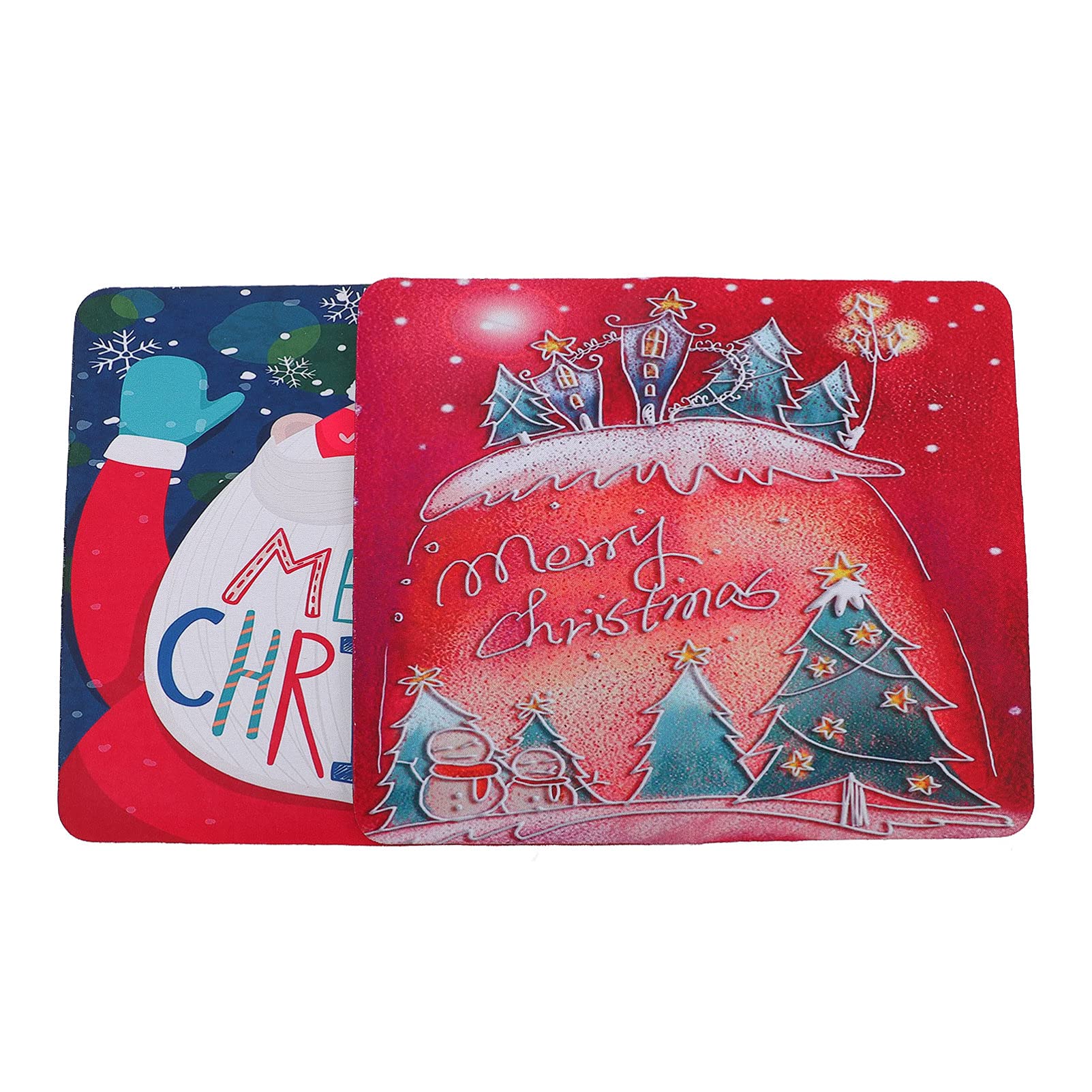 Amosfun 2-Pack Christmas Mouse Pad Set - Non-Slip Laptop Mouse Mat with Santa Claus Design, Holiday Table Cushion for Office & Home Decor - Perfect Christmas Party Favors & Gift Ideas for Friends, Family & Coworkers (Great for Holiday Workstations, Secret Santa Gifts & Festive Home Offices)