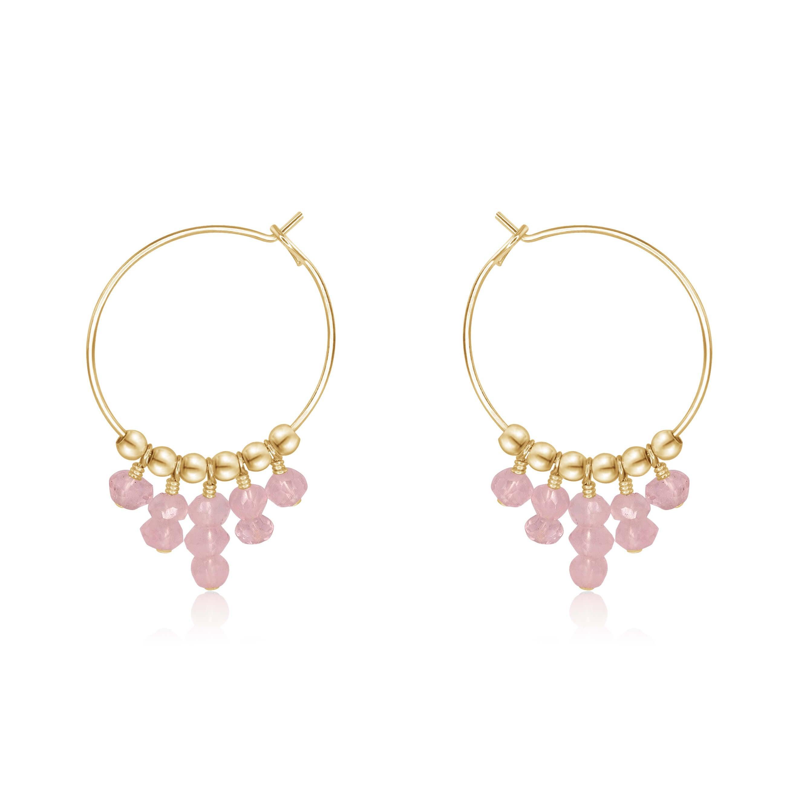 Rose Quartz Statement Hoop Earrings for Women - Elegant Healing Crystal Jewelry for Everyday Wear & Special Occasions