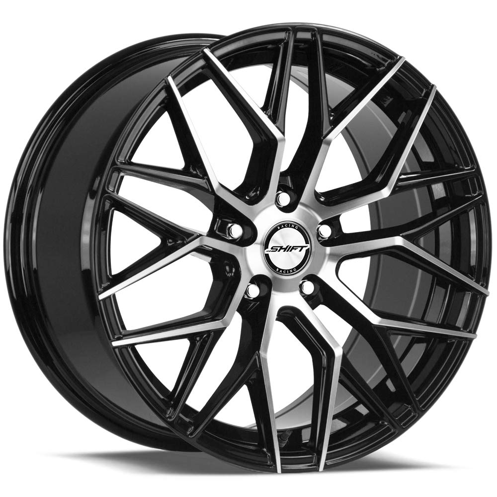 18x8 Gloss Black Custom Alloy Wheels with Machined Face - 5x114.3 Bolt Pattern, 35 Offset, 73.1mm Hub - Perfect for Honda Accord, Toyota Camry & Nissan Altima - Upgrade Your Ride with Stylish Rims