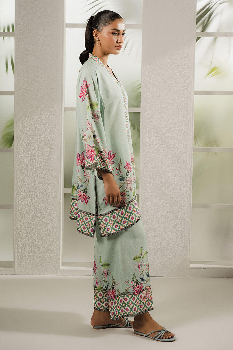 AQUA BLOOM 2-Piece Outfit Set - Stylish Women's Shirt & Comfortable Trousers for Casual Wear, Office & Summer Outings