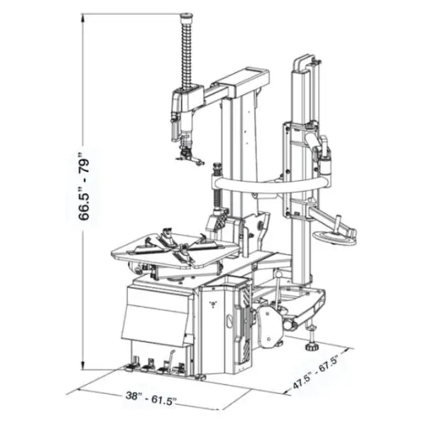 Cemb HP Tilt Back Tire Changer SM645HP2 - Heavy Duty Wheel Changer Machine for Auto Repair Shops & Tire Service Centers