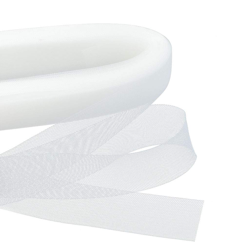 Yolyoo 50 Yards Stiff Polyester Horsehair Braid for Sewing - Wedding Dress & Formal Gown Hem Trim (White, 2 Inch Width) - Perfect for Bridal Gowns, Evening Dresses, and Couture Sewing Projects