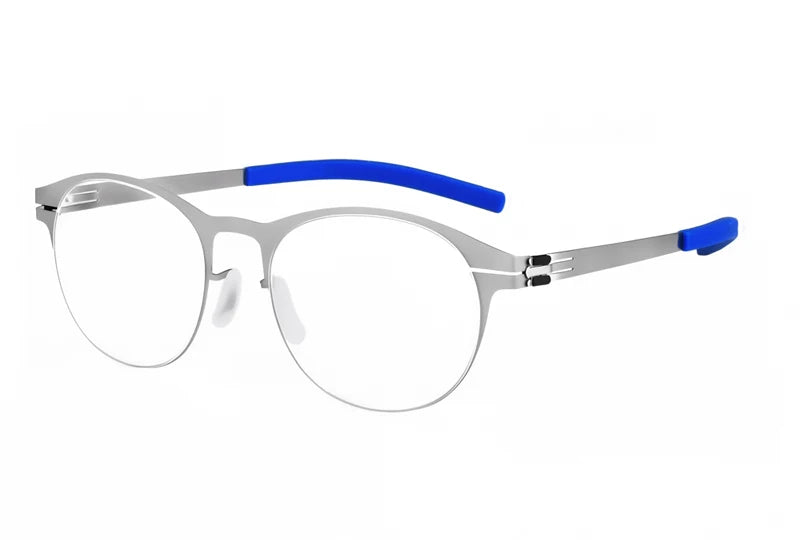 Aimee Men's Full Rim Round Screwless Stainless Steel Eyeglasses Frame 2001 - Lightweight & Durable Glasses for Work, Reading & Everyday Use
