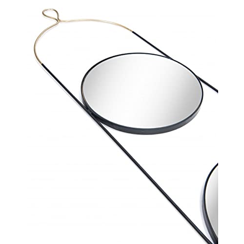 Gold & Black Steel Round Hanging Mirror with MDF Frame - Elegant Wall Decor for Living Room, Bedroom, or Entryway - HomeRoots