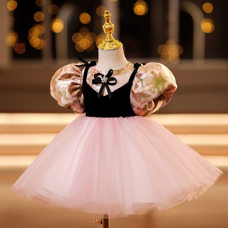 Elegant Cute Girl's Printed Puffy Princess Dress for Birthday Party, Pageant & Special Occasions | Kids Formal Wear | Toddler Party Gown