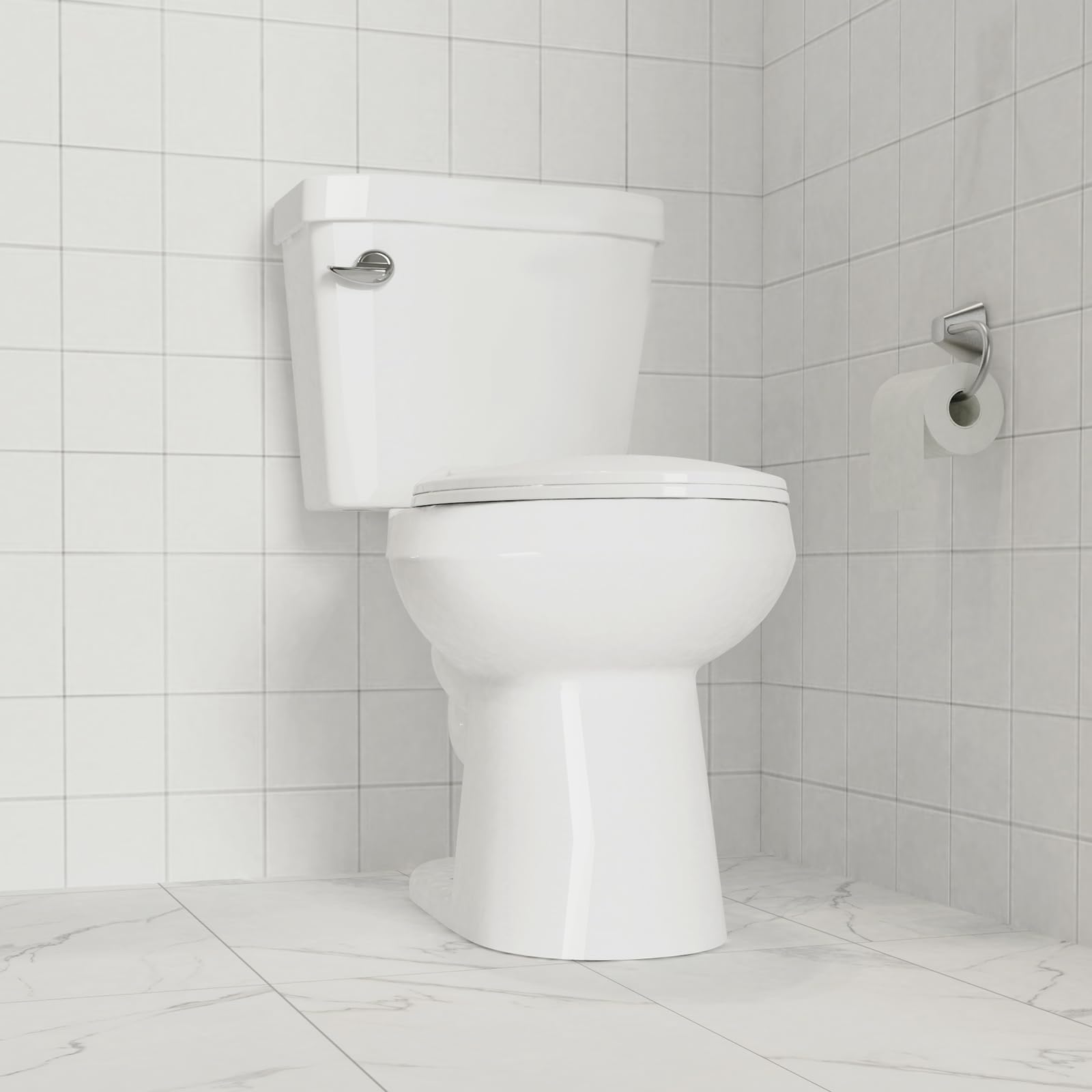 Elongated Toilet Seat with Quick-Release Hinges - Soft Close, No-Slip Design, Easy Installation & Cleaning - Fits Most Elongated Toilets (White) - Perfect for Modern Bathrooms, Guest Rooms & High-Traffic Homes
