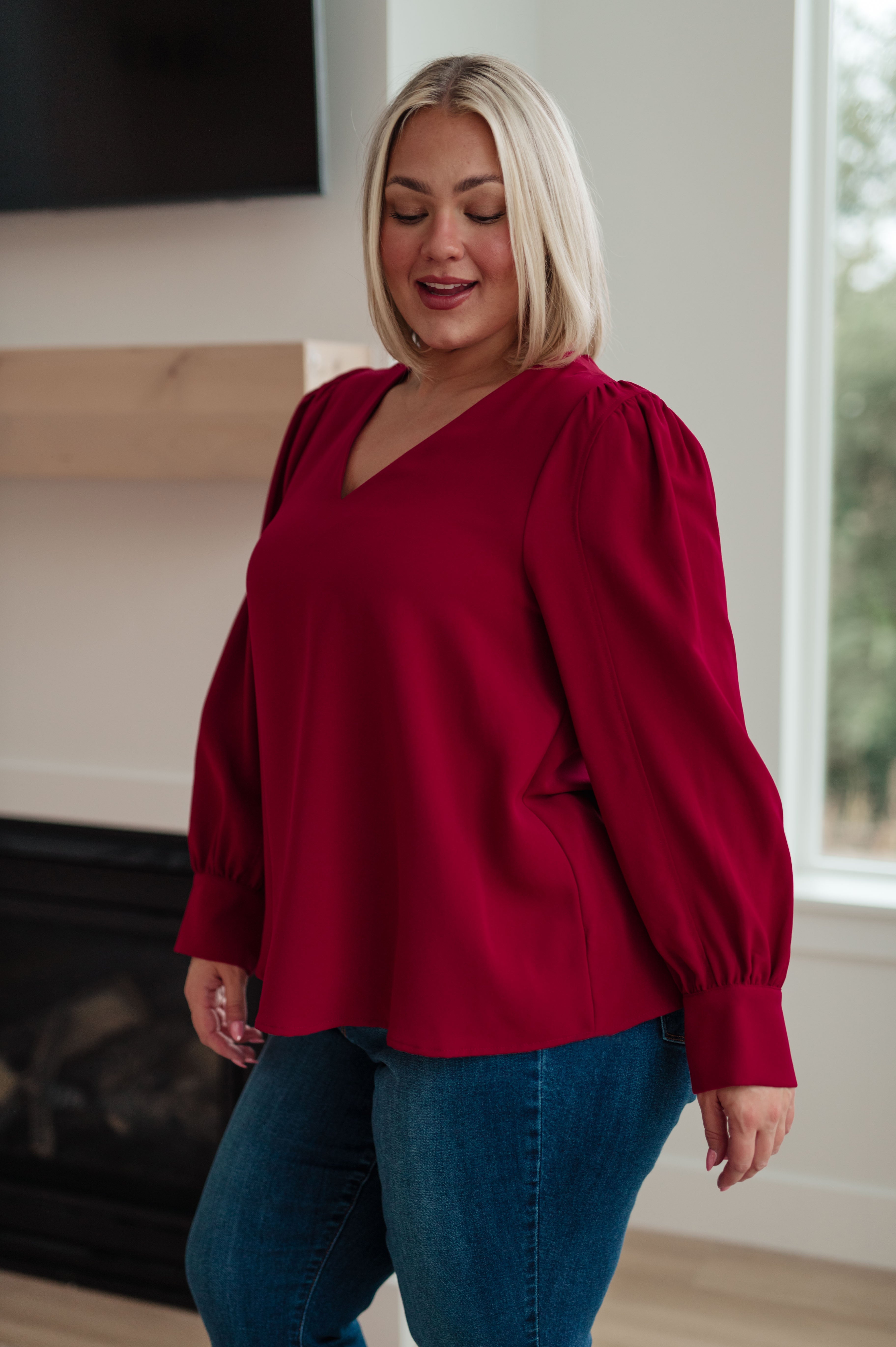 Back in Business V Neck Blouse for Women - Elegant Office Wear & Professional Business Attire - Perfect for Work, Meetings & Corporate Events
