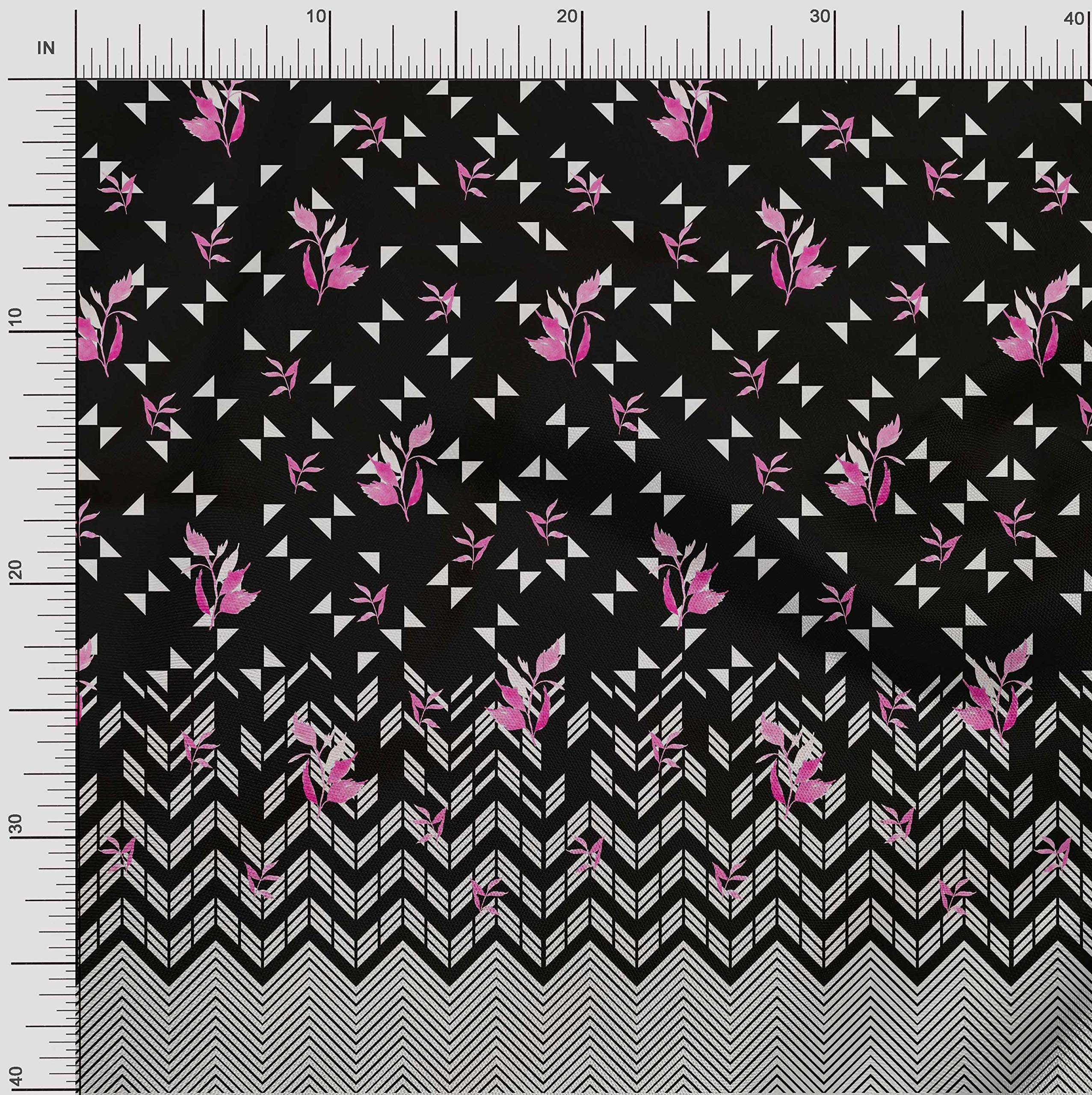 Premium Cotton Jersey Fabric - Black Chevron & Triangle Leaf Print - 58 Inch Wide by The Yard for DIY Dresses, Skirts & Home Decor Projects