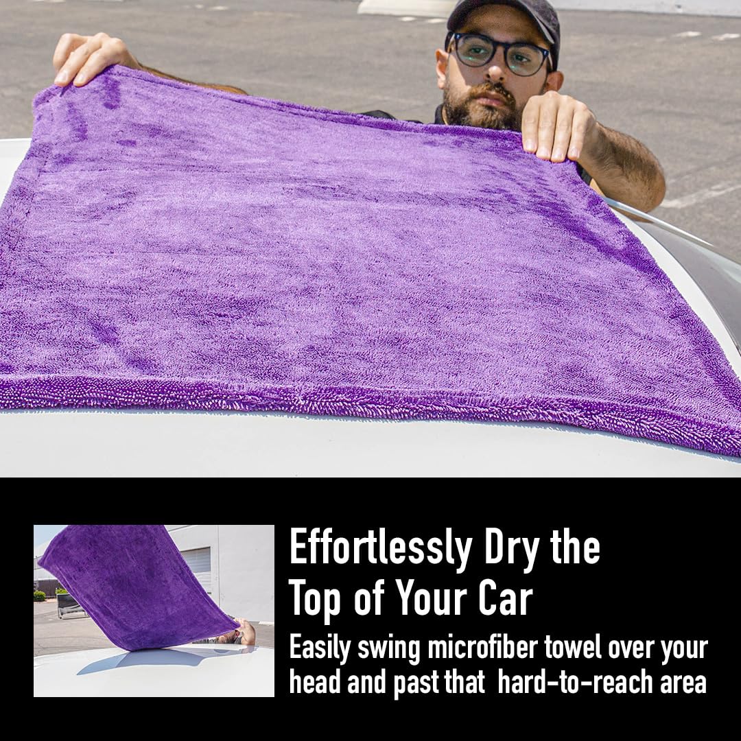 Maxshine Premium 1200 GSM Double-Sided Microfiber Car Drying Towel - Extra Large 24x36 Inch Plush Rinse-Free Detailing Towel (Pack of 6) - Perfect for Car Wash, Waxing & Waterless Cleaning