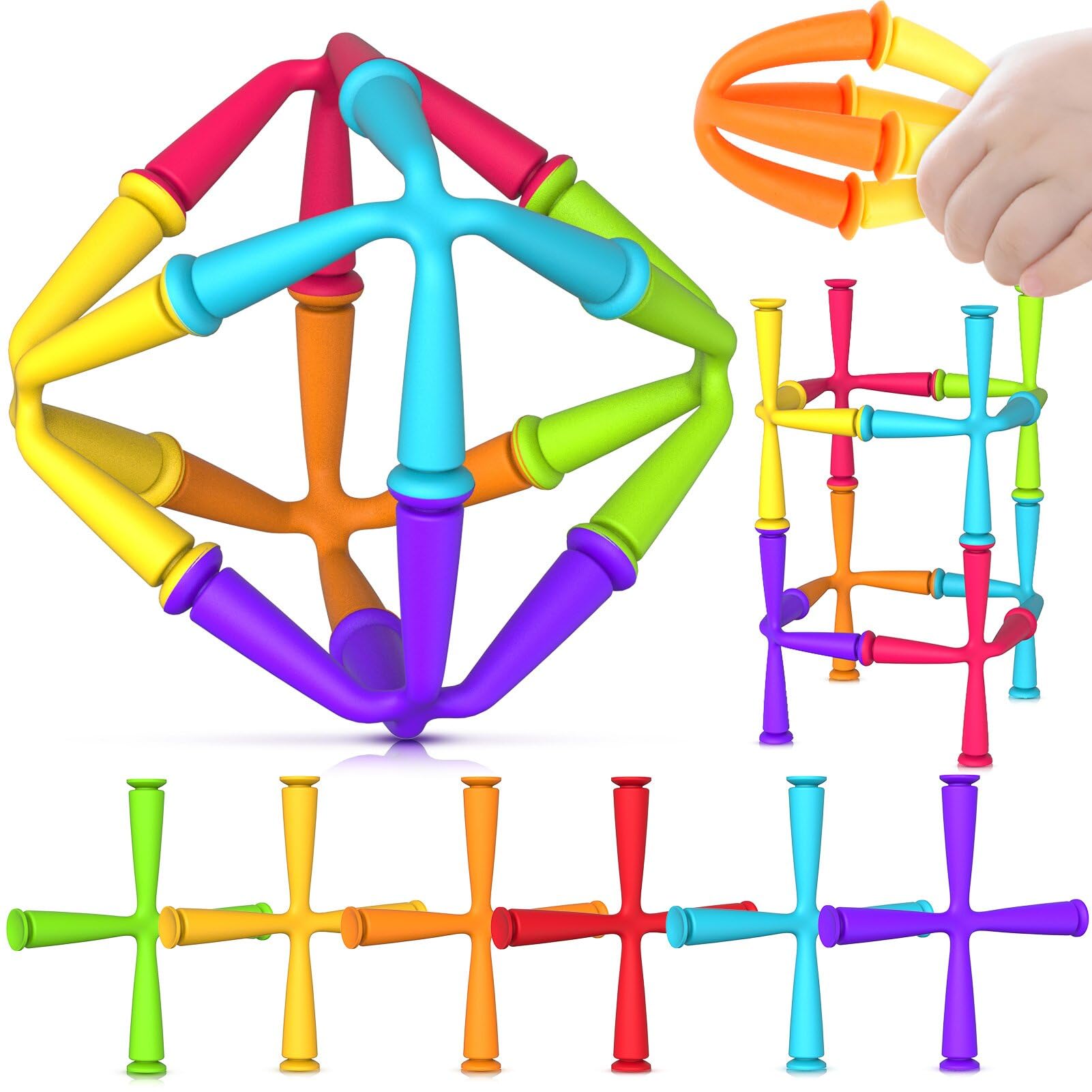 12Pcs Suction Cup Sensory Fidget Toys for Toddlers & Kids - Fine Motor Skills Development, Autism & ADHD Relief - No Hole Bath Toys, Travel & Desk Toys for Boys & Girls Ages 3+ - Perfect for Home, Classroom & Car Playtime