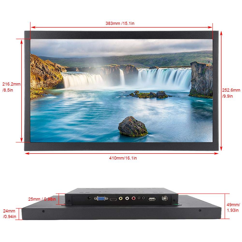 17.3 Inch Bewinner Portable Touchscreen Monitor - Full HD 1920x1080 TFT Display with HDMI/VGA/USB Ports - Metal Industrial External Screen for Laptop, PC, CCTV - Perfect for Gaming, Office Work & Security Surveillance