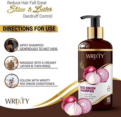Wrixty Red Onion Hair Care Combo Kit (Shampoo 300ml + Conditioner 300ml + Hair Oil 200ml + Serum 100ml) for Hair Fall Control & Growth - Perfect for Daily Hair Care Routine & Scalp Treatment