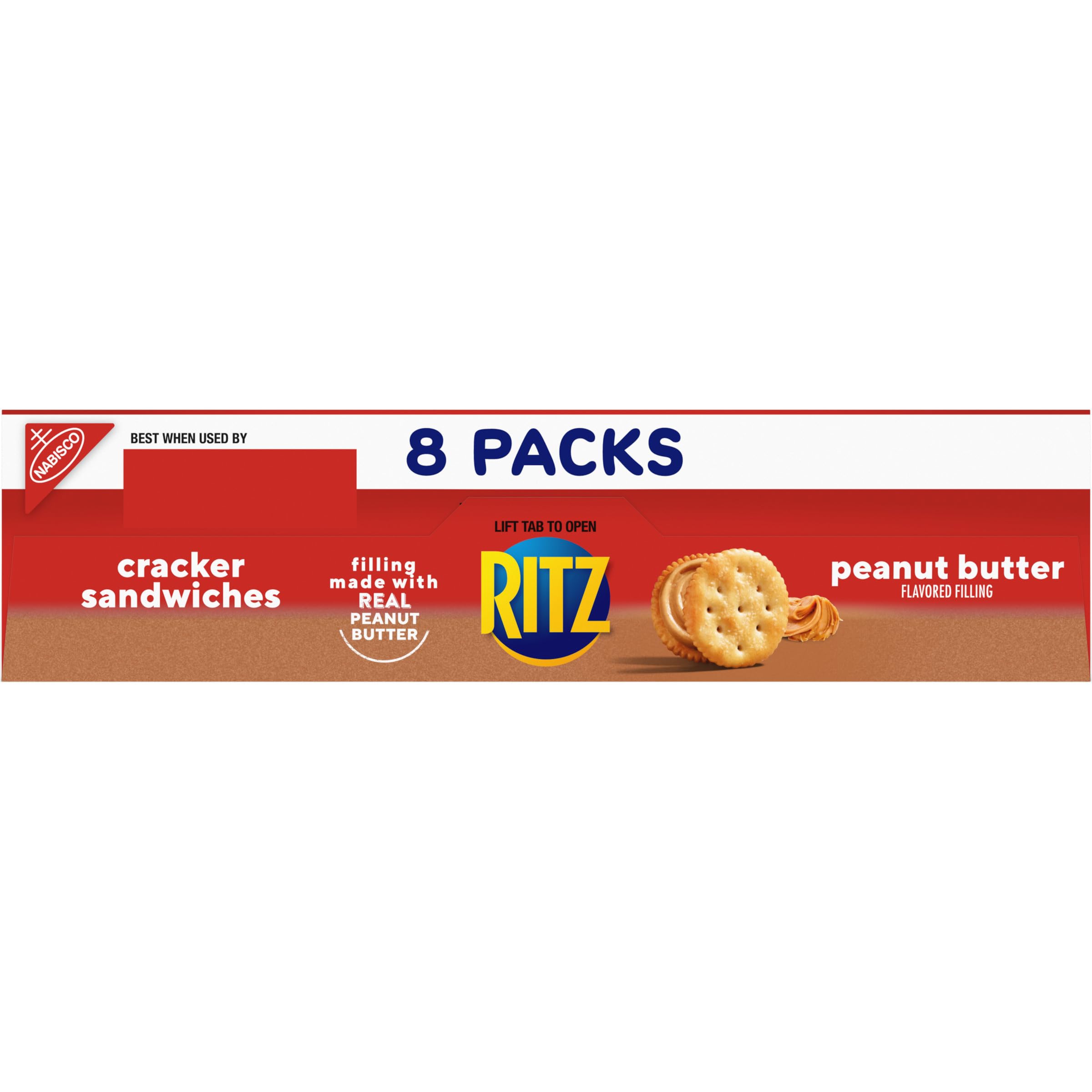 RITZ Peanut Butter Sandwich Crackers - 8 Individual Snack Packs (48 Crackers Total) - Perfect for Lunch Boxes, School Snacks, Office Breaks & On-the-Go Healthy Treats