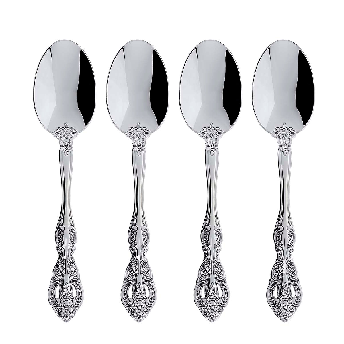 Michelangelo Stainless Steel Dinner Spoon Set of 4 - Elegant Flatware for Fine Dining, Family Meals & Dinner Parties