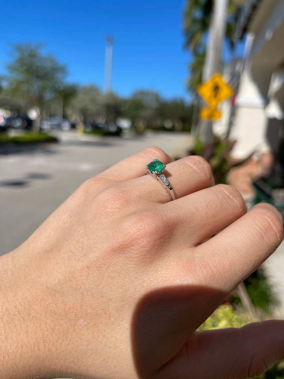 1.0tcw Dainty Dark Green Natural Emerald & Diamond Engagement Ring 14K Gold - Perfect for Proposals, Weddings, and Anniversary Gifts
