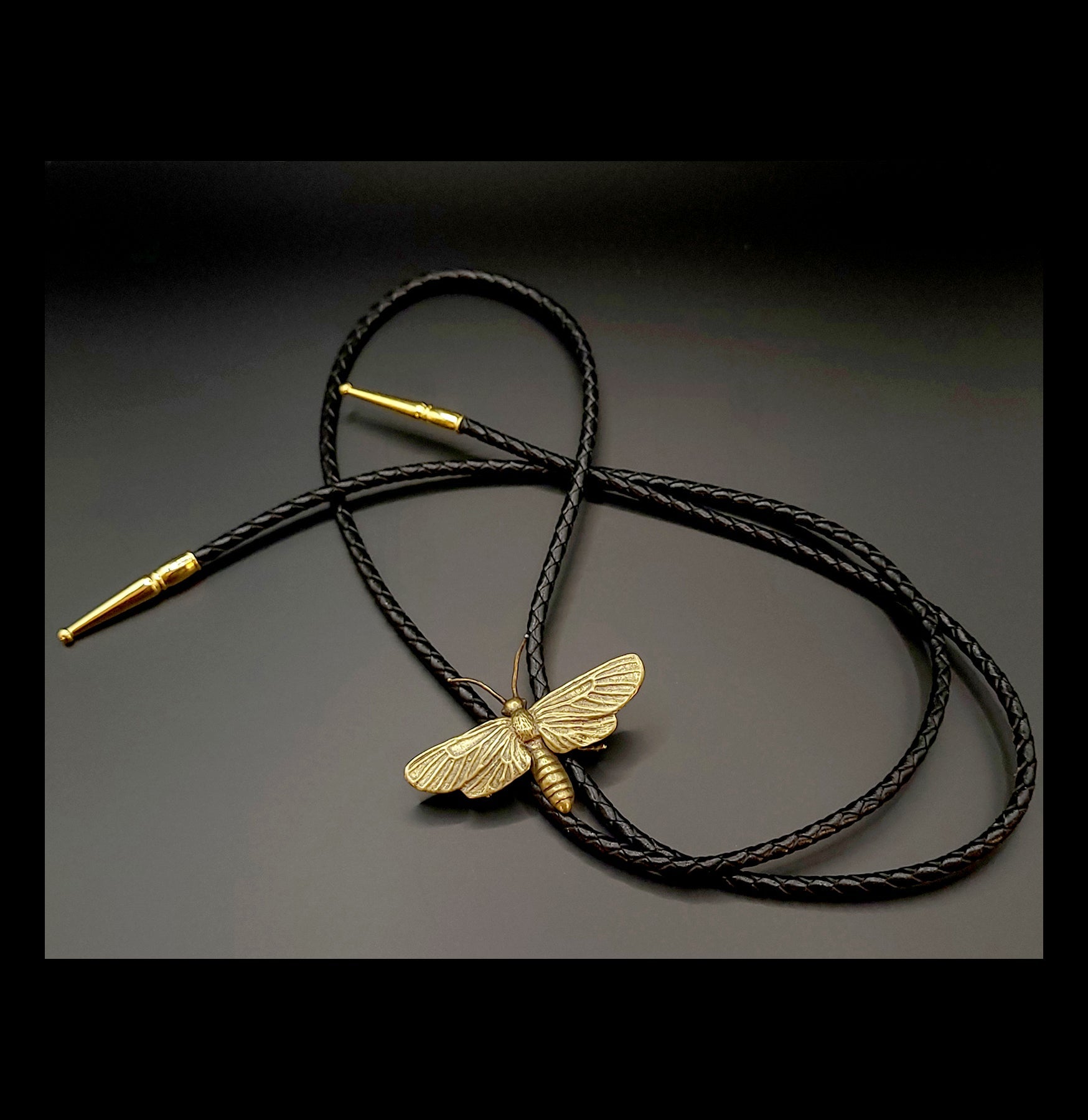 Vintage Brass Hawk Moth Bolo Tie for Men - Western Style Neckwear Accessory for Cowboy, Rodeo, and Country Music Events