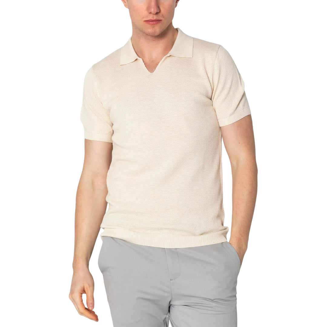 RNT23 Jersey Knit Polo Shirt for Men - Soft & Breathable Beige Casual Shirt | Perfect for Office, Golf & Everyday Wear