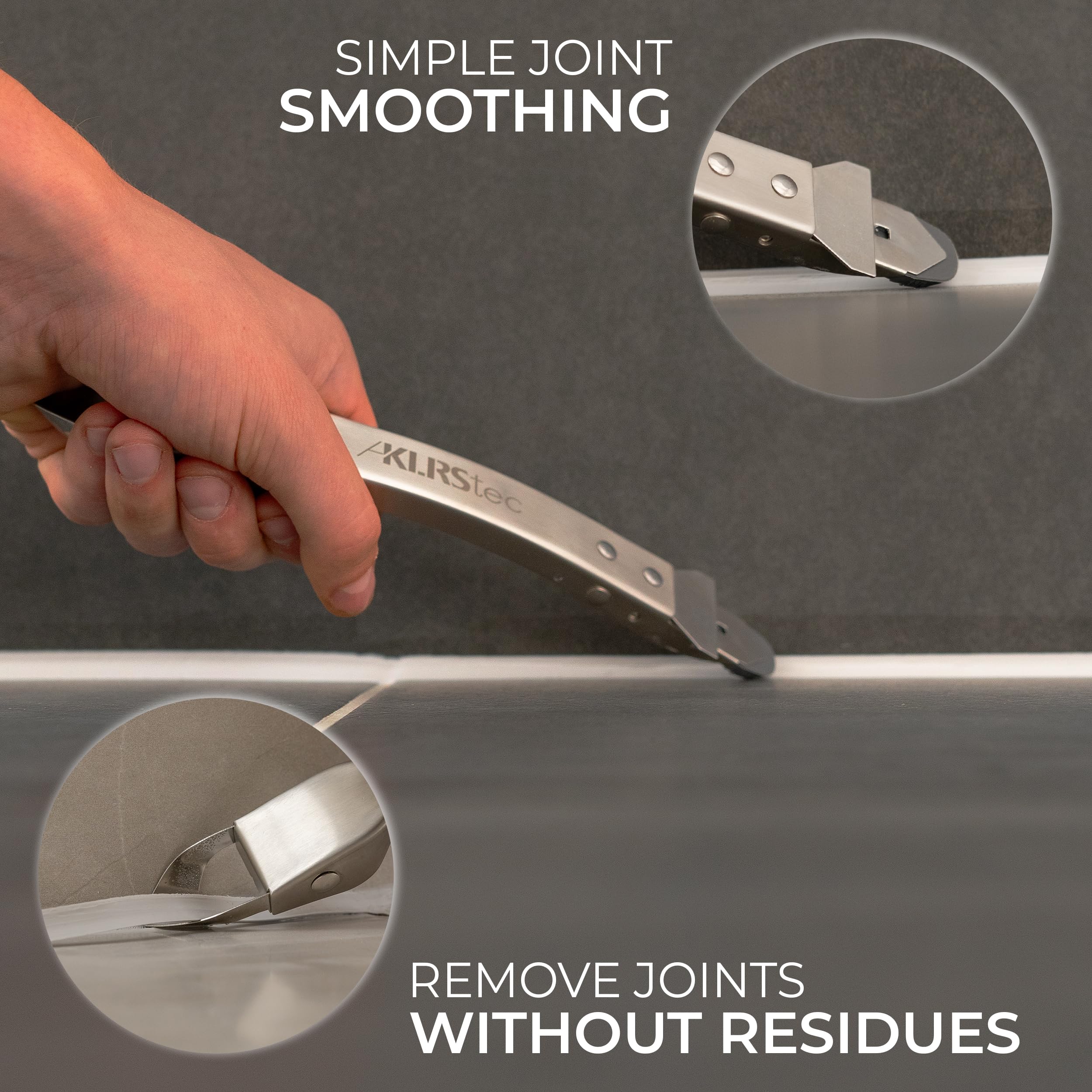 KLRStec 4-in-1 Professional Caulking Tool Kit - Stainless Steel Caulk Remover, Grout Scraper & Finishing Tool for Perfect Silicone Joints - DIY Sealant Applicator & Surface Scraper (Great for Bathroom Tile, Kitchen Backsplash & Window Sealing Projects)