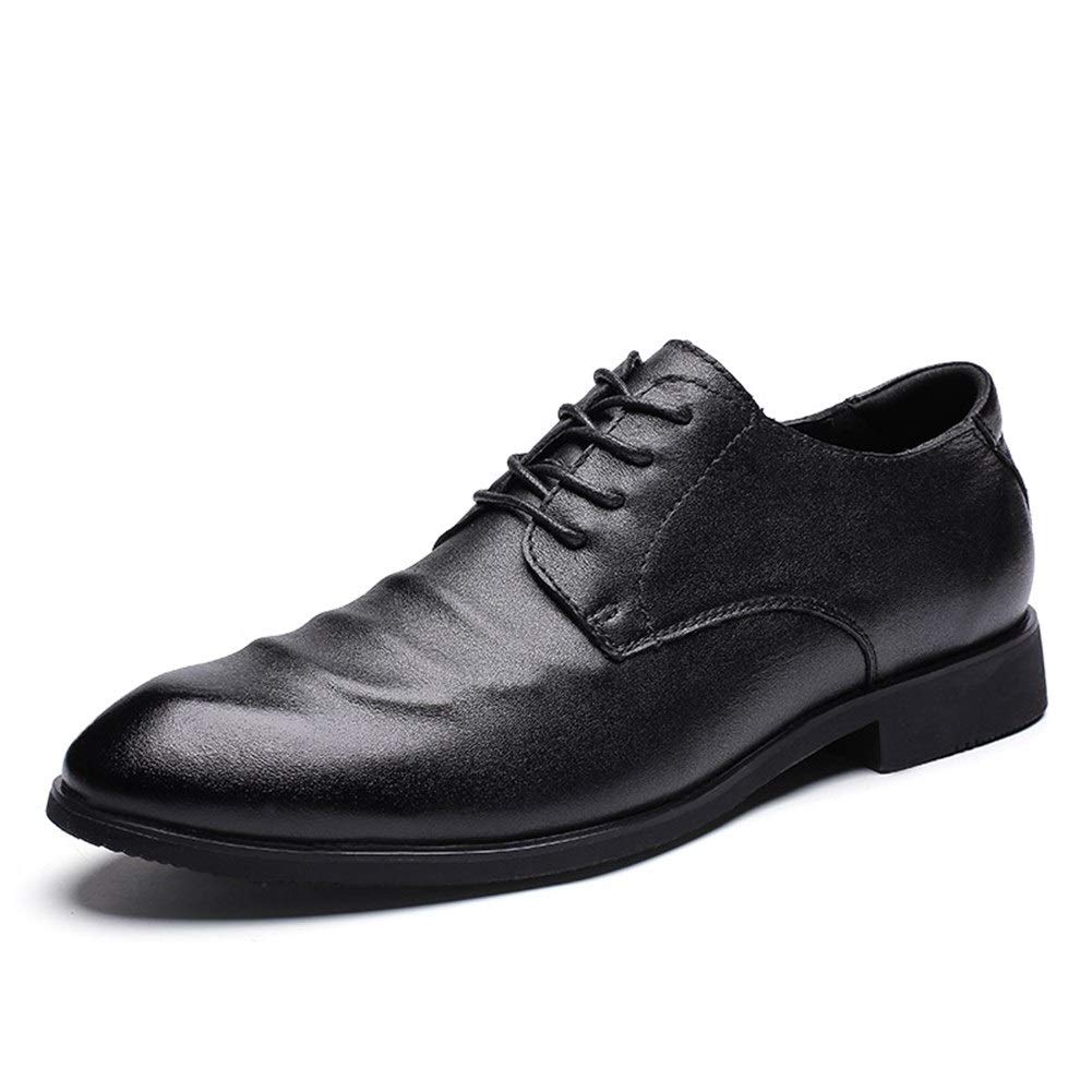 Men's Oxford Dress Shoes - Lace Up Burnished Toe Derby Shoes with Block Heel | Premium Cowhide Leather & Anti-Slip Rubber Sole | Business, Formal & Wedding Attire | Comfortable & Durable Footwear for Office & Special Occasions