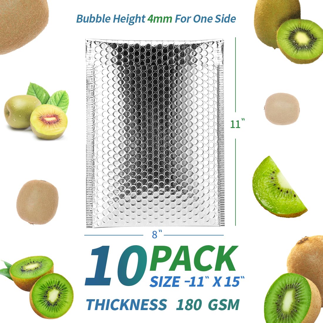 Thermal Bubble Mailer 11x15 Inch - 10 Pack Self Seal Insulated Shipping Envelopes for Cold Shipping | Foil Mailing Bags for Food, Perishables, Cosmetics & Pharmaceuticals | Perfect for Meal Kits, Frozen Treats & Temperature-Sensitive Products