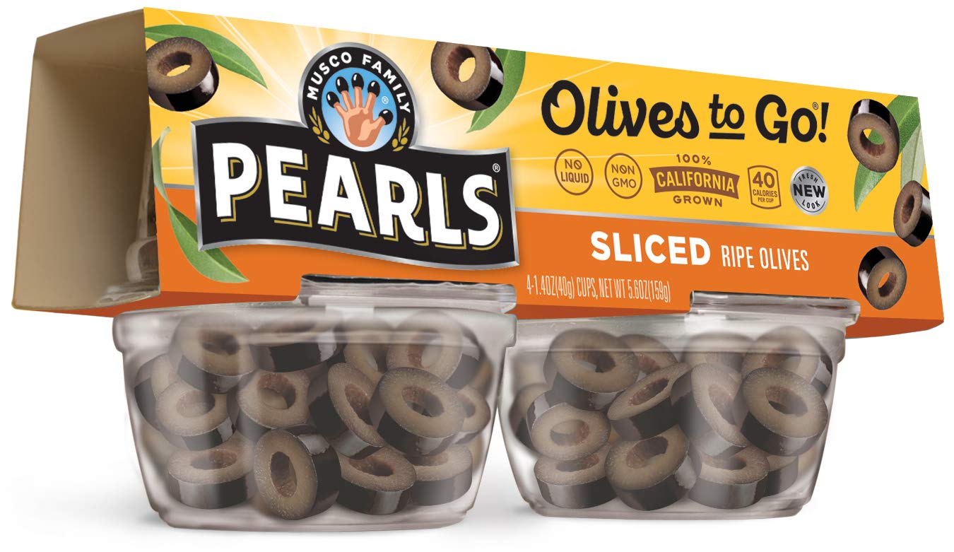 Pearls Olives To Go! Sliced Ripe Black Olives - Pack of 24 (1.4 oz Cups) - Perfect for Salads, Pizzas, Snacks & On-The-Go Meals