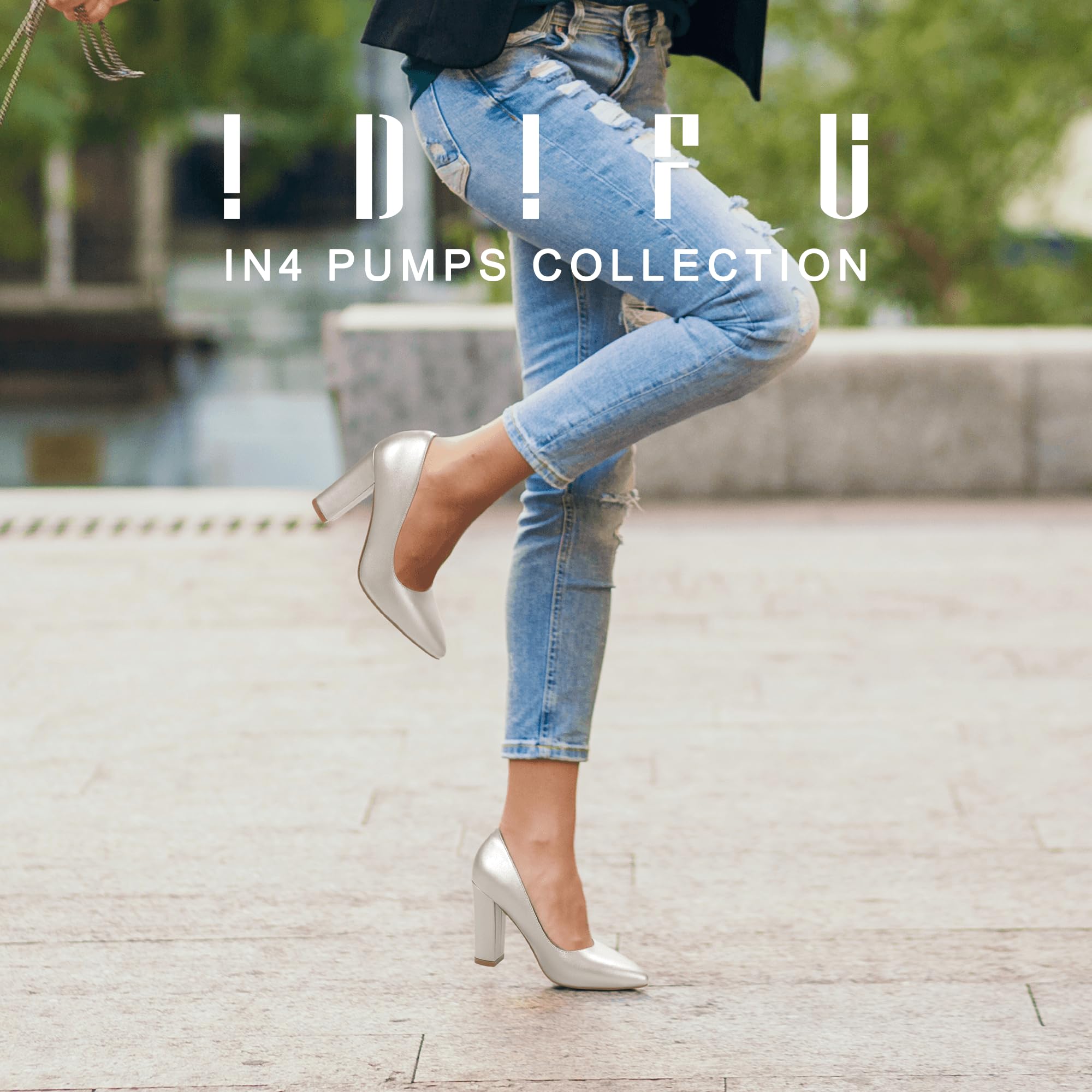 IDIFU Women's Chunky Block Heel Pointed Toe Pumps - Dressy Office Shoes for Women | Comfortable High Heels for Work, Party & Special Occasions