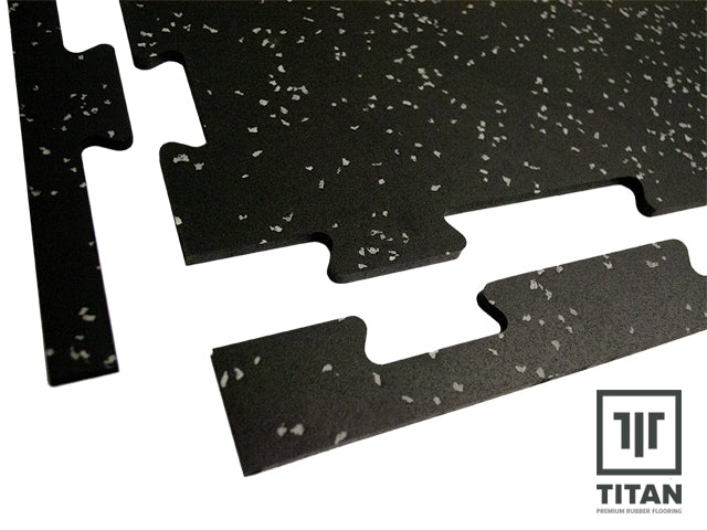 Premium Titan Rubber Gym Floor Tiles - 4 Pack Interlocking Tiles for Home Gym, Garage Workouts & Fitness Room Flooring