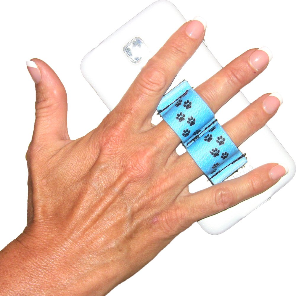 2-Loop Phone Grip Holder - Universal Fit for Most Smartphones - Paws Blue Design - Perfect for One-Hand Use, Selfies, and Secure Phone Handling