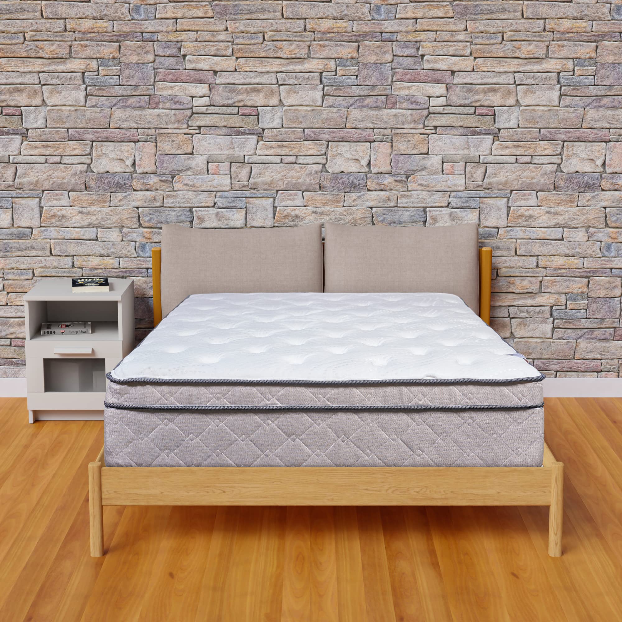 Greaton 12 Inch EuroTop Ultra Plush Hybrid Mattress in a Box - Low Motion Transfer, Breathable Pocket Coil for Pressure Relief, Mink Color - Perfect for Side Sleepers & Couples, Bedroom Comfort Upgrade