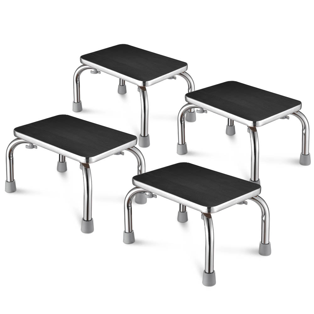 TheLAShop Chrome Steel Step Stool - 16x13x9 Inches, Heavy Duty Kitchen & Bathroom Step Ladder, Non-Slip Safety Stool for Home, Office, and Garage Use
