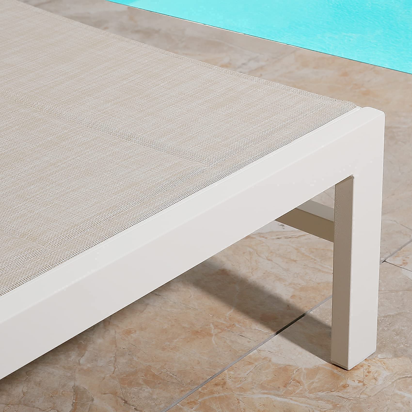 Ulax Outdoor Lounge Chair Set of 2 - Adjustable Aluminum Chaise Lounge with Wheels & Quick-Dry Foam Cushions - Patio, Poolside, Beach & Backyard Relaxation (Beige)