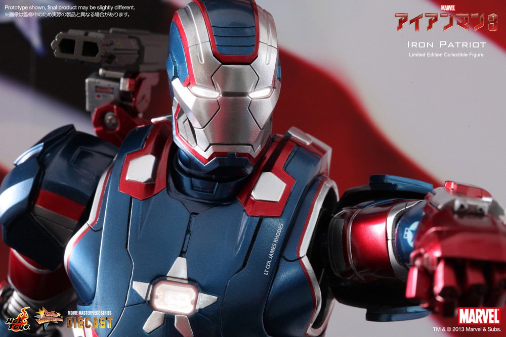 Iron Patriot Iron Man 3 Movie Masterpiece 1/6 Scale Hot Toys Collectible Action Figure - Perfect for Marvel Fans, Display & Collectors