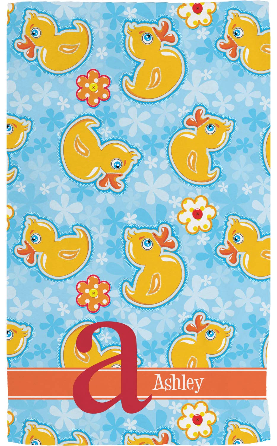 Custom Personalized Rubber Duckies & Flowers Hand Towel - Full Print Bathroom & Kitchen Towel for Baby Showers, Bridal Gifts, and Home Decor