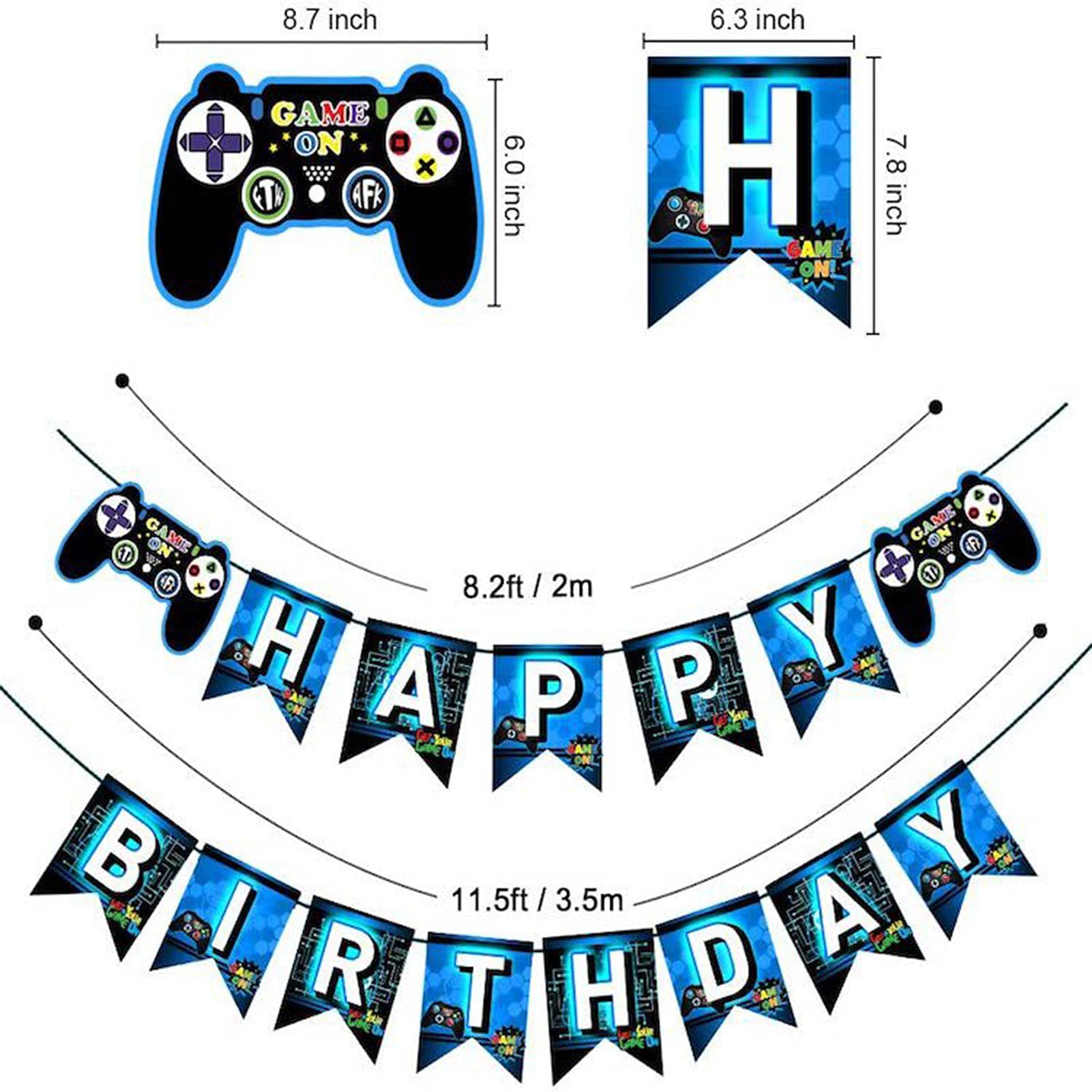 Vlipoeasn 13th Birthday Video Game Party Supplies - Blue Gamer Theme Decorations Set for Boys (169 PCS) | Includes Disposable Plates, Hanging Swirls, Balloons & Birthday Banner | Perfect for 16 Guests | Ideal for Gaming Parties, Teen Celebrations & Themed Events