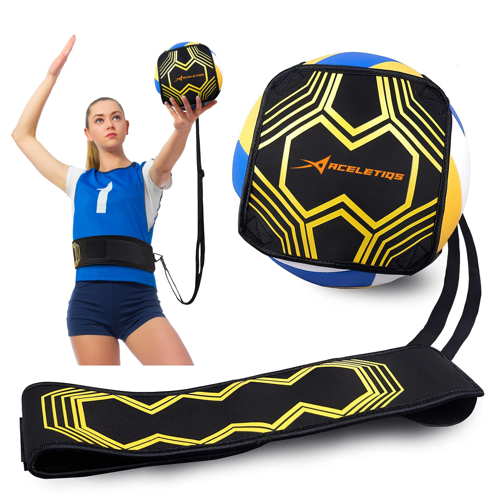 Volleyball Training Equipment – 4-Style Solo Volleyball Trainer for Serving, Spiking, Setting & Passing | Pro Volleyball Rebounder & Soccer Rebounder | Perfect Gift for Beginners to Experts | Improve Skills at Home, Park or Gym
