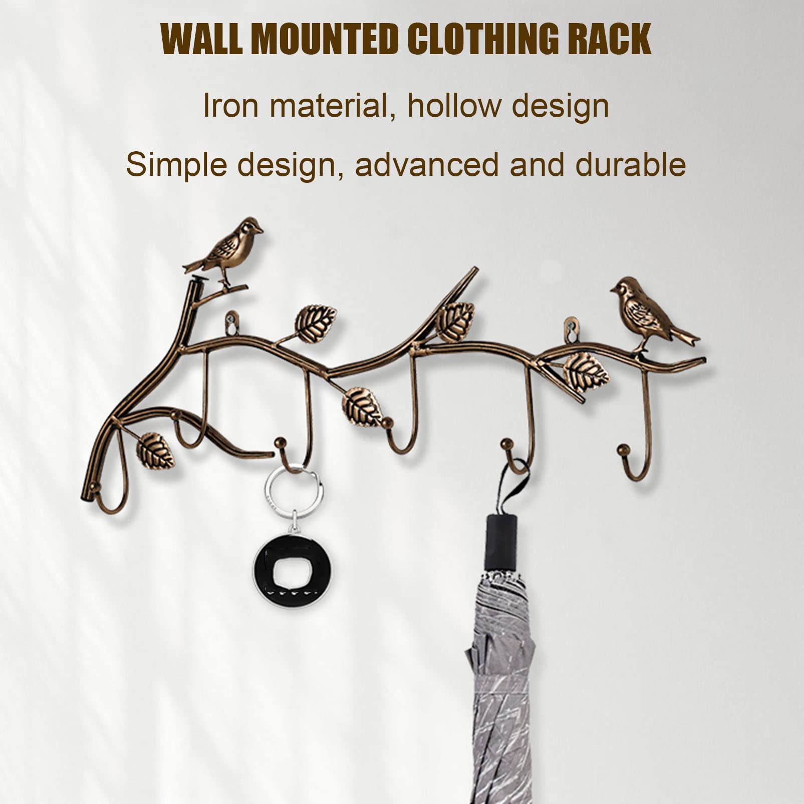 Wall Mounted Entryway Key Holder & Coat Hook Rail - Modern Decorative Bathroom Towel Rack, Garment Storage Organizer for Hats, Scarves & Clothing - Perfect for Hallway, Bedroom & Kitchen Organization